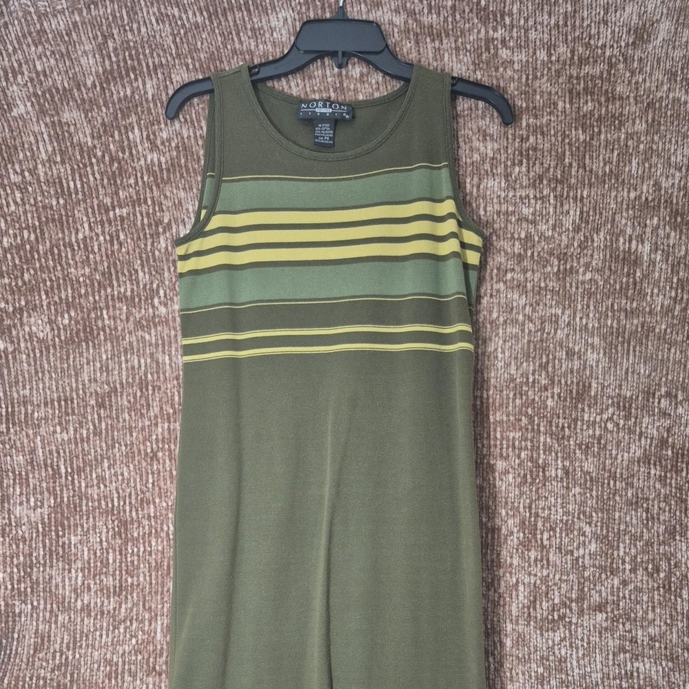 Striped Olive and Yellow Midi Dress